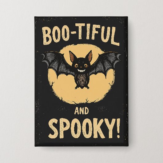 Grappige Boo-tiful en enge vleermuis Halloween Button (Voorkant)
