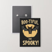 Grappige Boo-tiful en enge vleermuis Halloween Button (Voorkant / Achterkant)