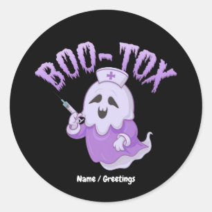 Grappige Boo-Tox Verpleegster Geest Halloween Medi Ronde Sticker