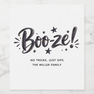 Grappige Boo-ze Halloween Feest Drank Typografie Wijn Etiket