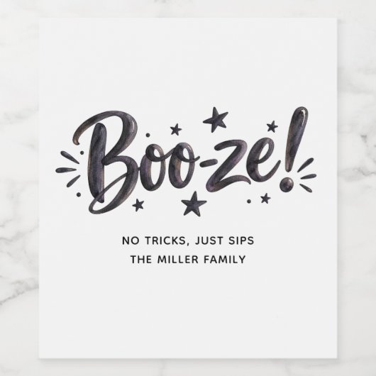 Grappige Boo-ze | Halloween Feest Drank Typografie Wijn Etiket (Enkel label)