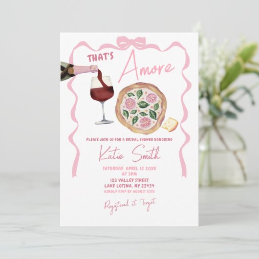 Grappige boog Italiaanse wijn en pizza dat is meer Kaart (Staand voorkant)