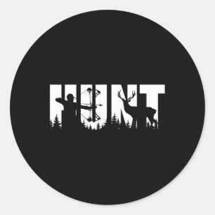 Grappige boog jagen herten voor jager en boogschie ronde sticker