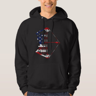 Grappige boogschieten Amerikaanse vlag speler minn Hoodie