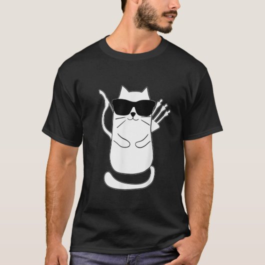 Grappige Boogschutter Kat Boogschieten Retro Vinta T-shirt (Voorkant)