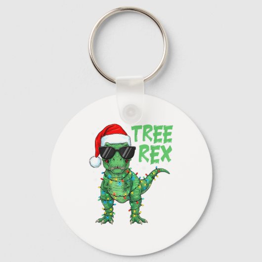Grappige Boom Rex Kerst Dinosaur Sinterklaas Hoed Sleutelhanger (Voorkant)