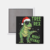 Grappige Boom Rex Kerst Dinosauriër Kerstman Hoed  Magneet (Voorkant / Achterkant)