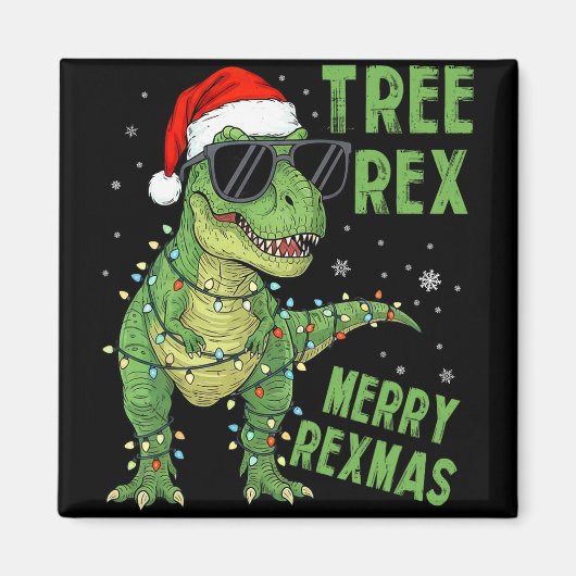 Grappige Boom Rex Kerst Dinosauriër Kerstman Hoed  Magneet (Voorkant)