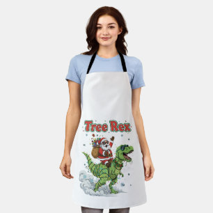 Grappige Boom Rex Kerstman Ridende T-Rex Dinosauru Schort