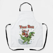 Grappige Boom Rex Kerstman Ridende T-Rex Dinosauru Schort (Voorkant)
