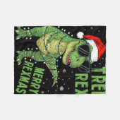 Grappige Boom Rex Kerstmis Dinosaurus Kerstman Hoe Fleece Deken (Voorkant (Horizontaal))