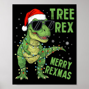 Grappige Boom Rex Kerstmis Dinosaurus Kerstman Hoe Poster