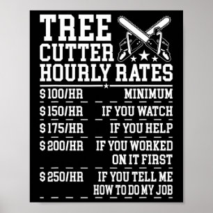 Grappige boomkapper uurtarief Funny Lumberjack Arb Poster
