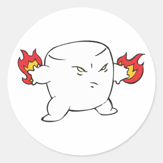 grappige boosaardige geroosterde marshmallow ronde sticker (Voorkant)