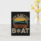 Grappige boot Retro geschenken Het leven is beter Kaart (Gele Bloem)