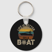 Grappige boot Retro geschenken Het leven is beter  Sleutelhanger (Voorkant)