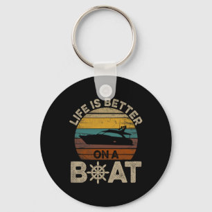 Grappige boot Retro geschenken Het leven is beter Sleutelhanger