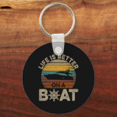 Grappige boot Retro geschenken Het leven is beter Sleutelhanger (Voorkant)