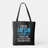 Grappige bootkapitein gaat ervan uit dat ik altijd tote bag (Achterkant)
