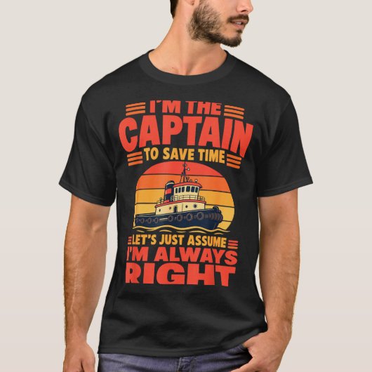 Grappige bootkapitein t-shirt (Voorkant)