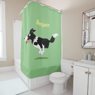 Grappige Border Collie-hond die cartoontekening ma Douchegordijn