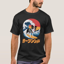 Grappige Border Collie Japanse Kanagawa Wave Dog T-shirt