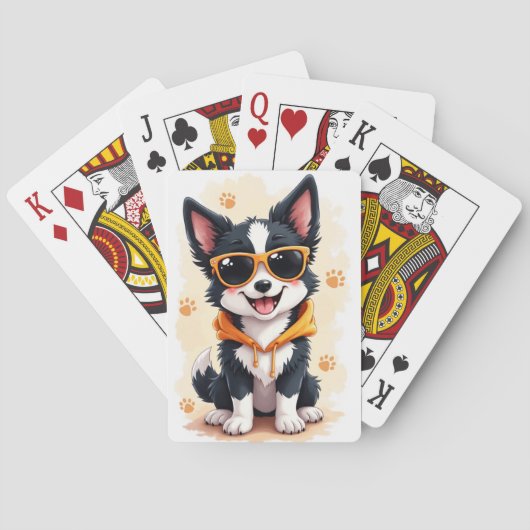 Grappige Border Collie Kawaii Hond Pokerkaarten (Achterkant)