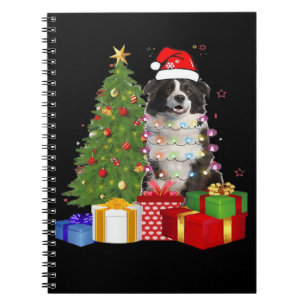 Grappige Border Collie Kerstboom Prettig Kerstfees Notitieboek