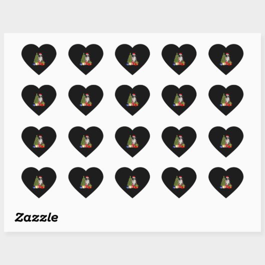 Grappige Border Collie Kerstboom Vrolijk Kerstfees Hart Sticker (Vel)