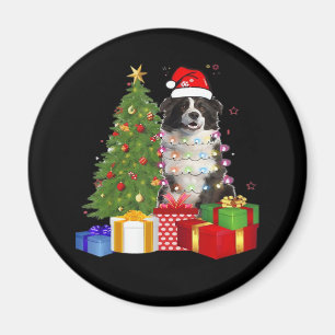 Grappige Border Collie Kerstboom Vrolijk Kerstfees Magneet