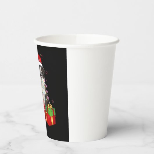 Grappige Border Collie Kerstboom Vrolijk Kerstfees Papieren Bekers (Links)