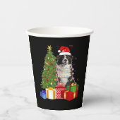 Grappige Border Collie Kerstboom Vrolijk Kerstfees Papieren Bekers (Voorkant)