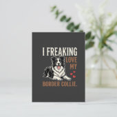 Grappige Border Collie Liefde Hond Briefkaart (Staand voorkant)