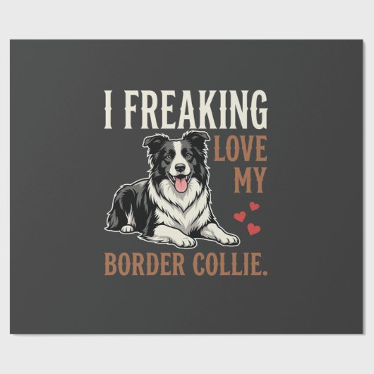Grappige Border Collie Liefde Hond Cadeaupapier (Vlak)