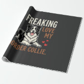 Grappige Border Collie Liefde Hond Cadeaupapier (Uitgerold)