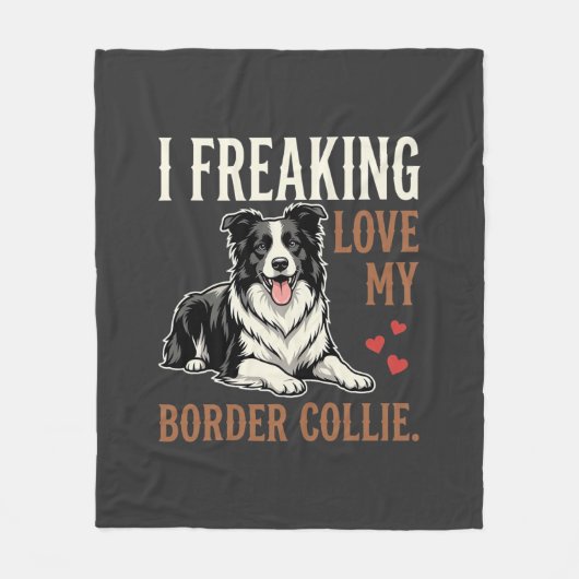 Grappige Border Collie Liefde Hond Fleece Deken (Voorkant)