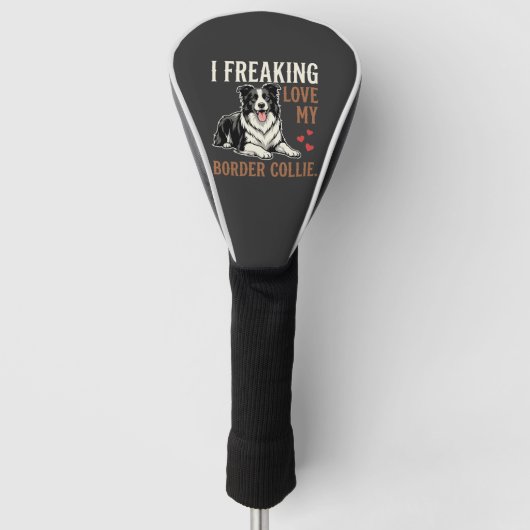Grappige Border Collie Liefde Hond Golfheadcover (Voorkant)
