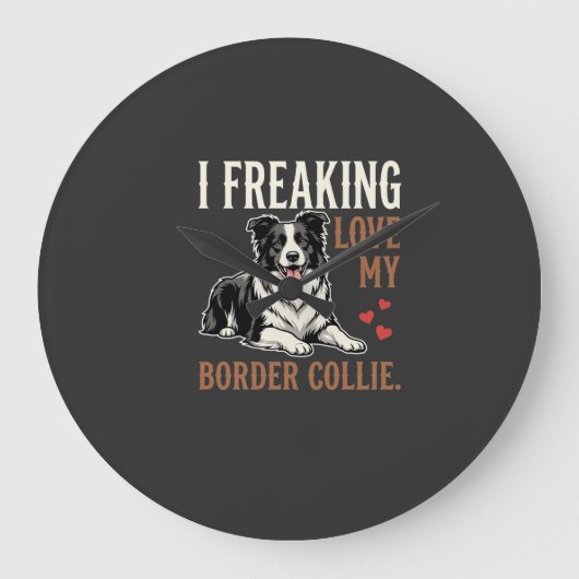 Grappige Border Collie Liefde Hond Grote Klok (Voorkant)