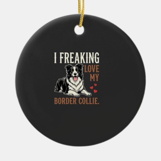 Grappige Border Collie Liefde Hond Keramisch Ornament (Voorkant)