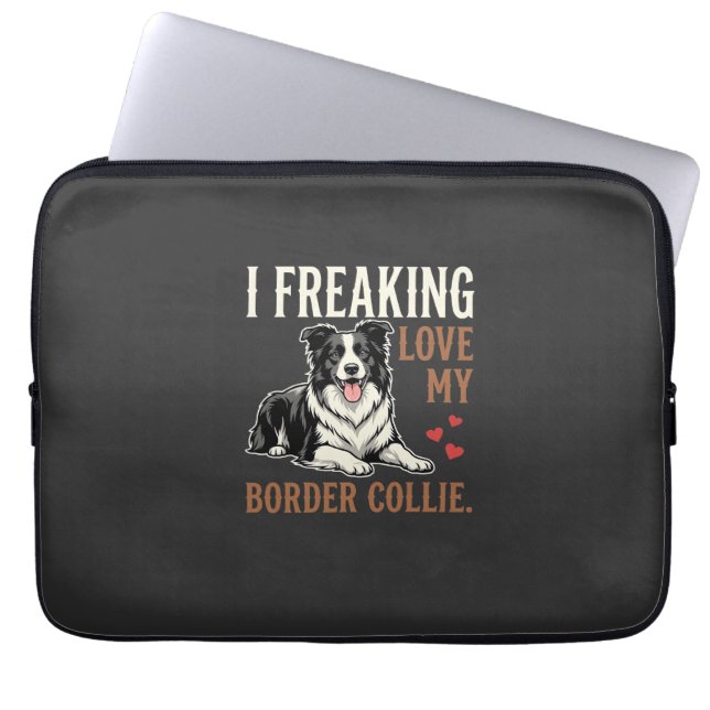 Grappige Border Collie Liefde Hond Laptop Sleeve (Voorkant)