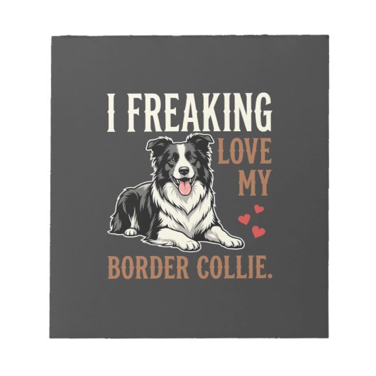 Grappige Border Collie Liefde Hond Notitieblok (Voorkant)