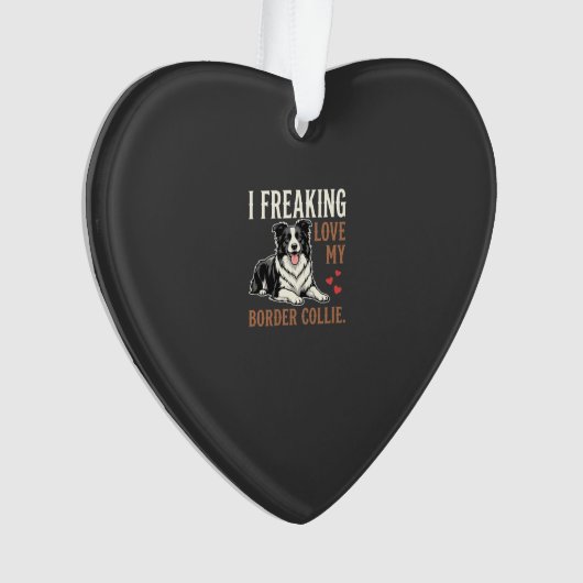 Grappige Border Collie Liefde Hond Ornament (voorkant)