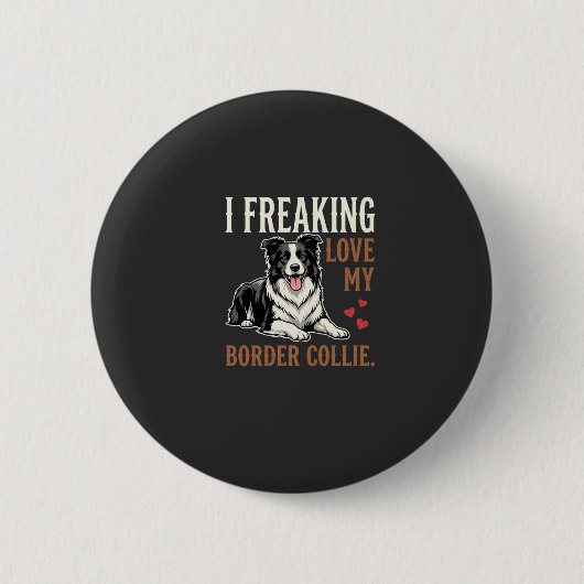 Grappige Border Collie Liefde Hond Ronde Button 5,7 Cm (Voorkant)