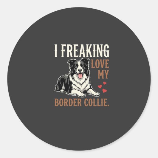 Grappige Border Collie Liefde Hond Ronde Sticker (Voorkant)
