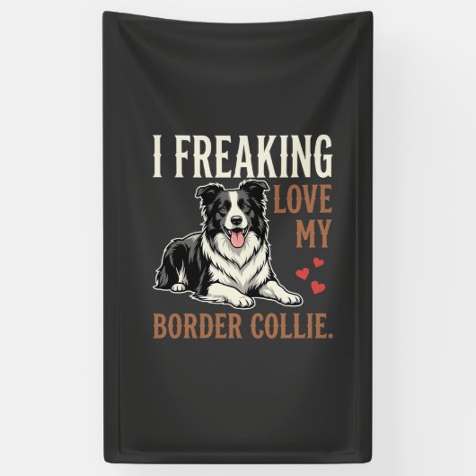 Grappige Border Collie Liefde Hond Spandoek (Verticaal)