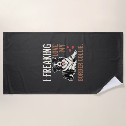 Grappige Border Collie Liefde Hond Strandlaken (Voorkant)
