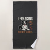 Grappige Border Collie Liefde Hond Strandlaken (Voorkant)