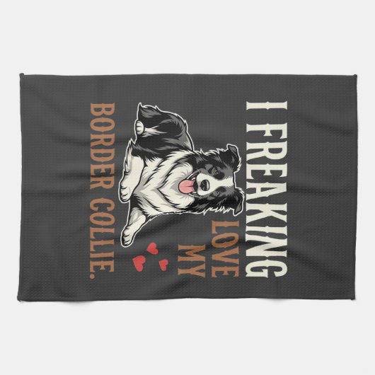 Grappige Border Collie Liefde Hond Theedoek (Horizontaal)