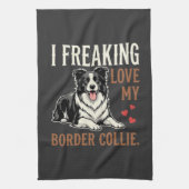 Grappige Border Collie Liefde Hond Theedoek (Verticaal)