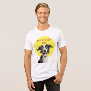 Grappige Border Collie Pap Hond Illustratie Tri-Blend Shirt